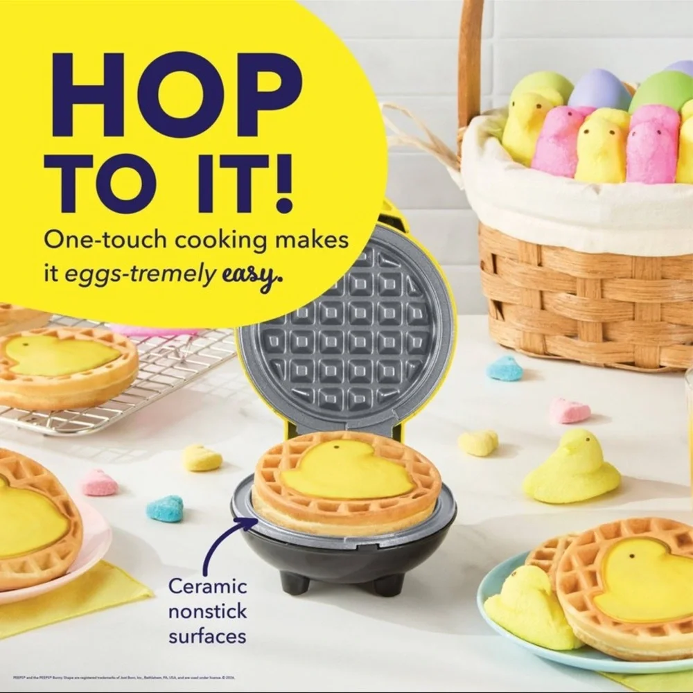 New! Dash × Peeps Mini Waffle Maker Yellow Chick, Spring 2026, Easter